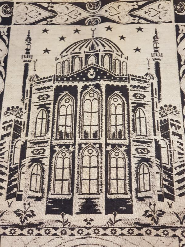 OSMANLI DÖNEMİ CAMİ GÖRSELLİ VE AY YILDIZLI GOBLEN SECCADE