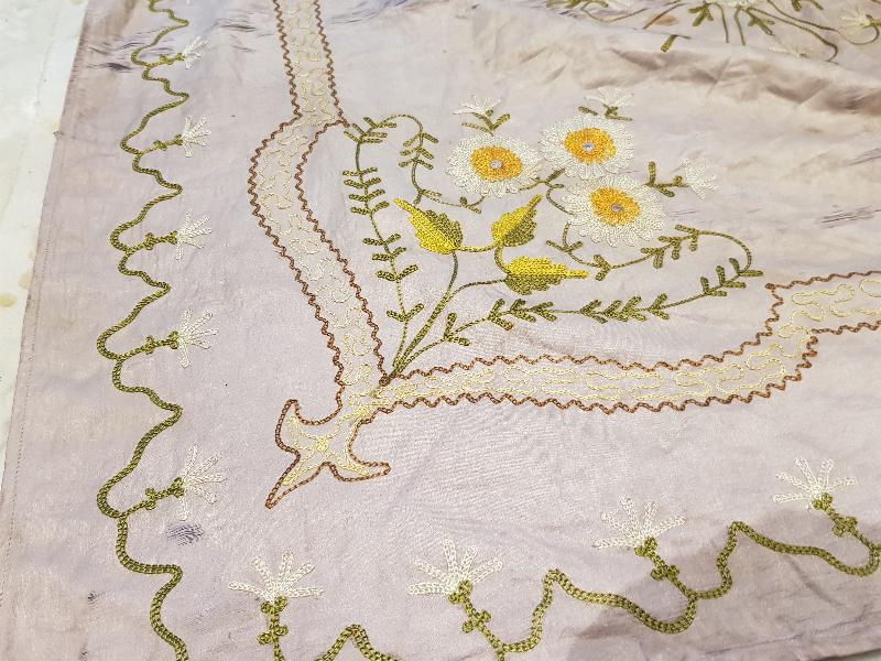 OSMANLI DÖNEMİ RUM İŞİ SUZANİ İŞÇİLİKLİ İPEK BOHÇA