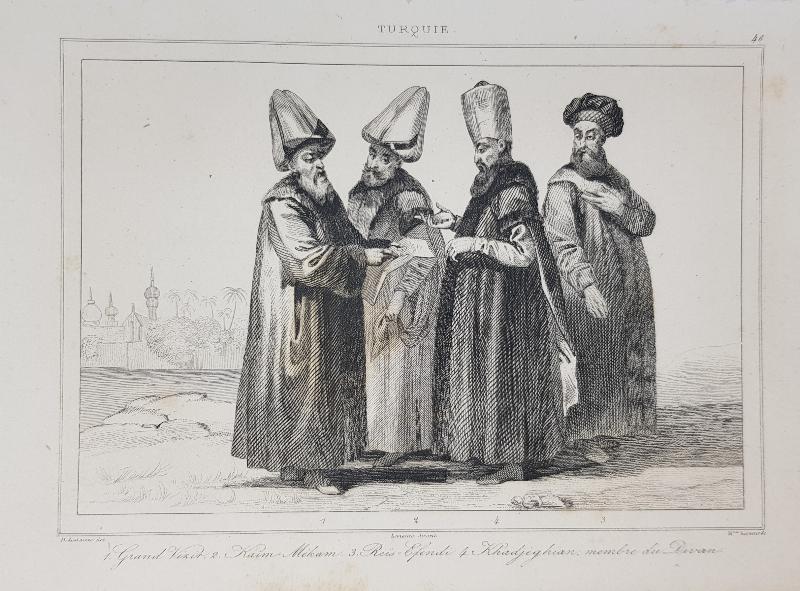 OSMANLI GRAVÜR: BÜYÜK VEZİR, KAYMAKAM, REİS EFENDİ VE KADI