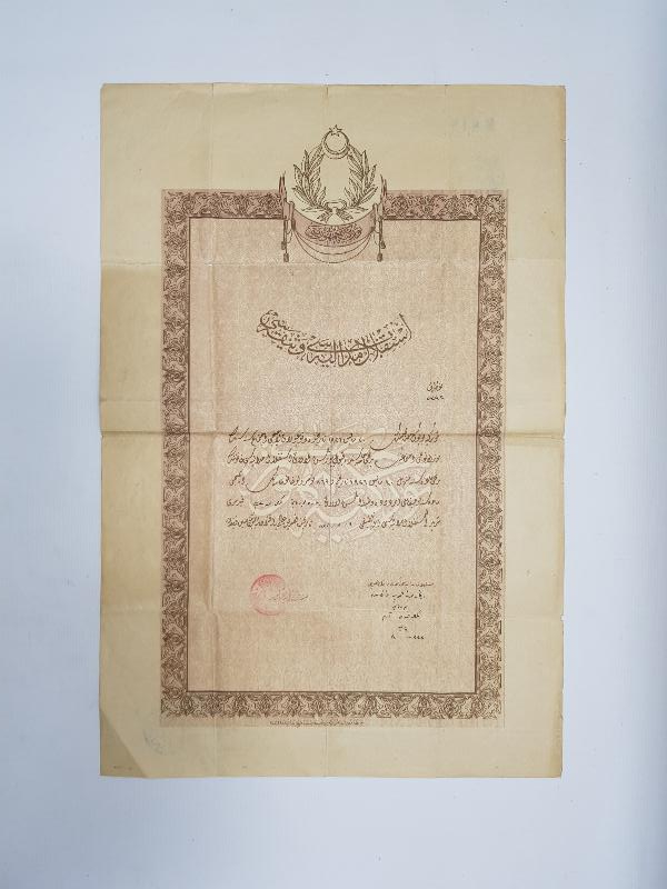 OSMANLICA İSTİKLAL MADALYASI BERATI