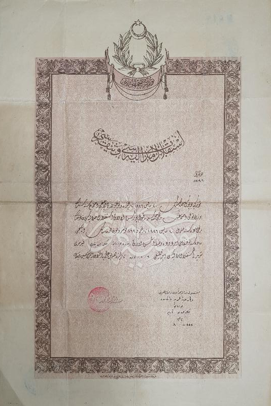 OSMANLICA İSTİKLAL MADALYASI BERATI