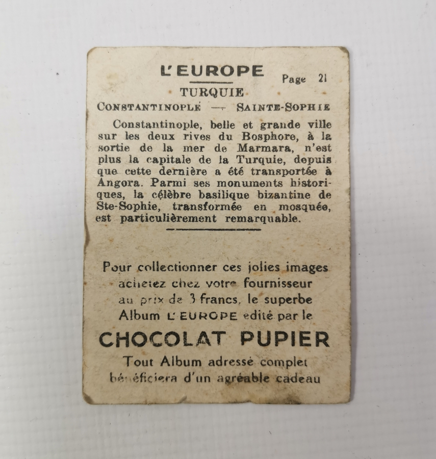 AYASOFYA CAMİİ GÖRSELLİ OSMANLI DÖNEMİ NADİR ÇİKOLATA KARTI