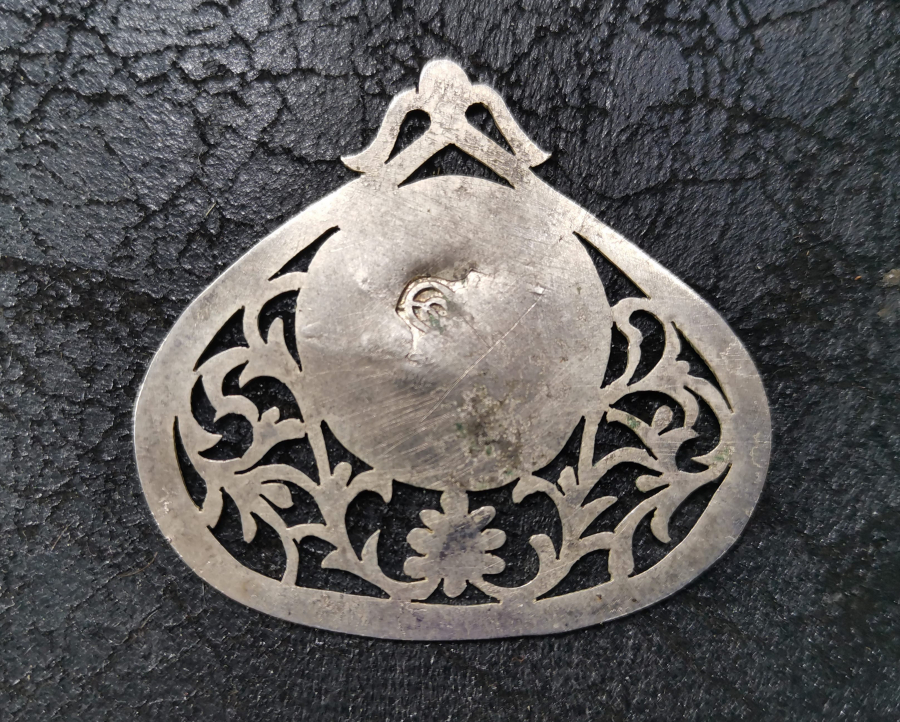 OSMANLI DÖNEMİ TUĞRALI GÜMÜŞ TESTERE İŞİ ARMUDİ KOLYE