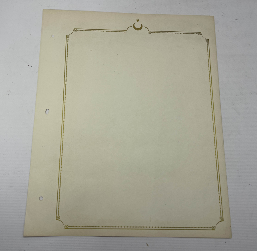 OSMANLI DÖNEMİ BÜYÜK BOY ALTIN YALDIZLI DEVLET DAİRESİ KAĞIDI