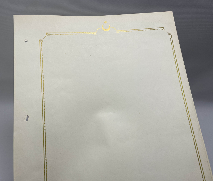 OSMANLI DÖNEMİ BÜYÜK BOY ALTIN YALDIZLI DEVLET DAİRESİ KAĞIDI