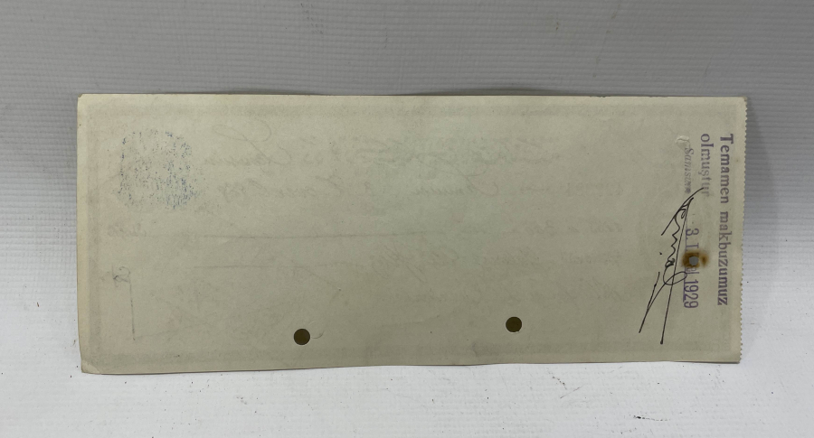 OSMANLICA YAZILI VE ATATÜRK GÖRSELLİ İŞ BANKASI ÇEK