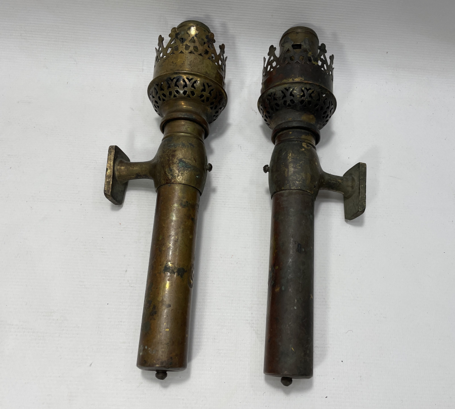 ÜZERLERİ OSMANLICA YAZILI ÇOK NADİR ÇİFT TREN VAGON LAMBALARI