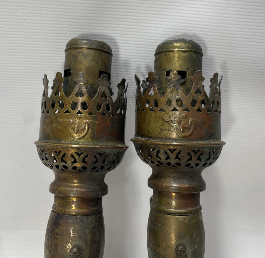 ÜZERLERİ OSMANLICA YAZILI ÇOK NADİR ÇİFT TREN VAGON LAMBALARI