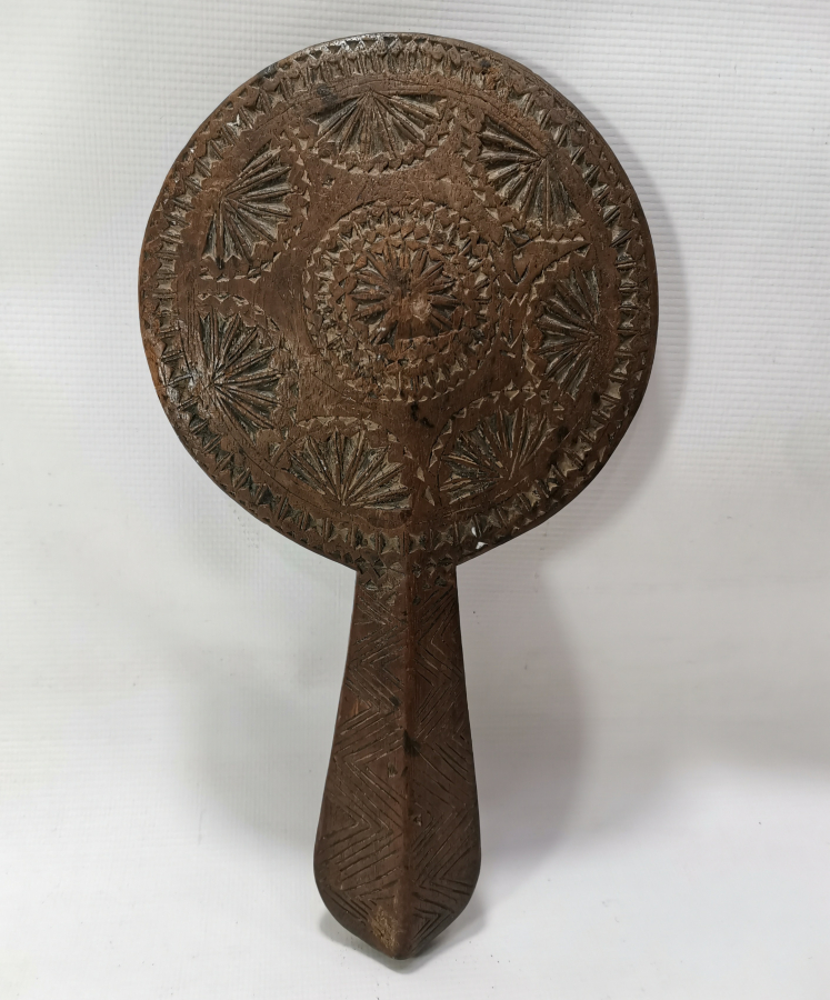 OSMANLI DÖNEMİ ÜZERİ OSMANLICA YAZILI EL OYMA AHŞAP GELİN AYNASI