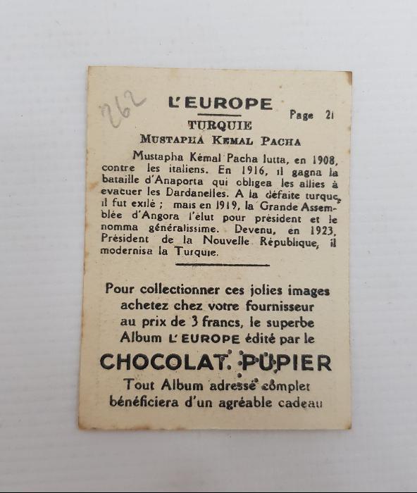 GAZİ MUSTAFA KEMAL ATATÜRK ÇİKOLATA KARTI 