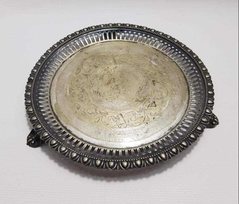 OSMANLI DÖNEMİ KALEM İŞÇİLİKLİ GÜMÜŞ KAPLAMA KAHVE TEPSİSİ