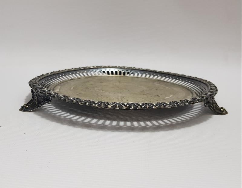 OSMANLI DÖNEMİ KALEM İŞÇİLİKLİ GÜMÜŞ KAPLAMA KAHVE TEPSİSİ