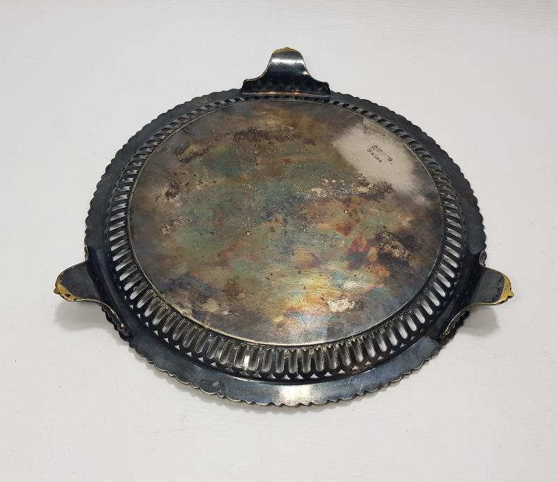 OSMANLI DÖNEMİ KALEM İŞÇİLİKLİ GÜMÜŞ KAPLAMA KAHVE TEPSİSİ