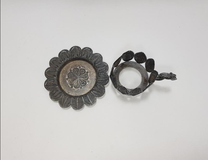 OSMANLI DÖNEMİ TELKARİ GÜMÜŞ FİNCAN ZARFI VE ALTLIĞI