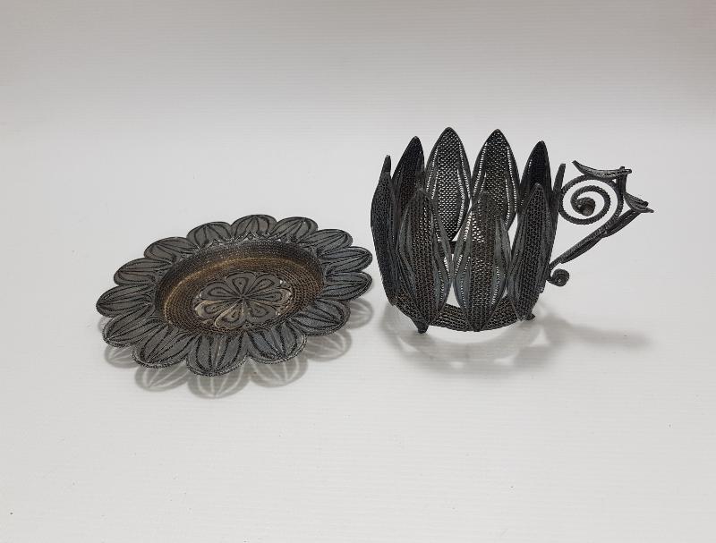 OSMANLI DÖNEMİ TELKARİ GÜMÜŞ FİNCAN ZARFI VE ALTLIĞI