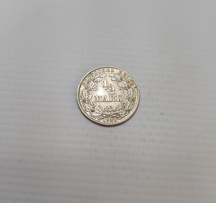 1918 DEUTSCHER REICH SILBER 1/2 MARK 