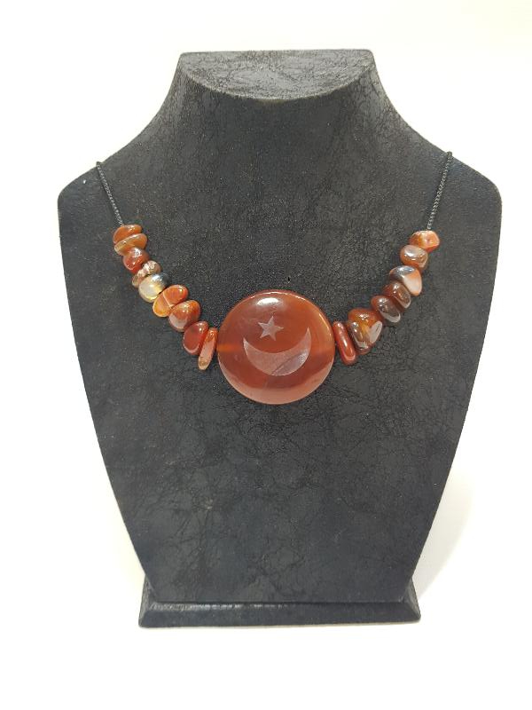 AY YILDIZLI AKİK TAŞLI KOLYE 