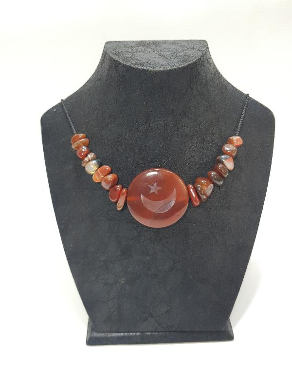 AY YILDIZLI AKİK TAŞLI KOLYE 