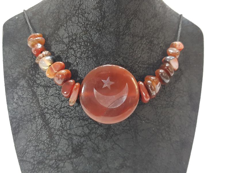 AY YILDIZLI AKİK TAŞLI KOLYE 