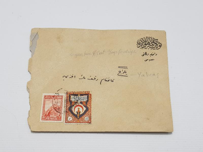 DAHİLİYE VEKALETİNDEN YALVAÇ KAYMAKAMLIĞINA GÖNDERİLMİŞ PULLU PG ZARF