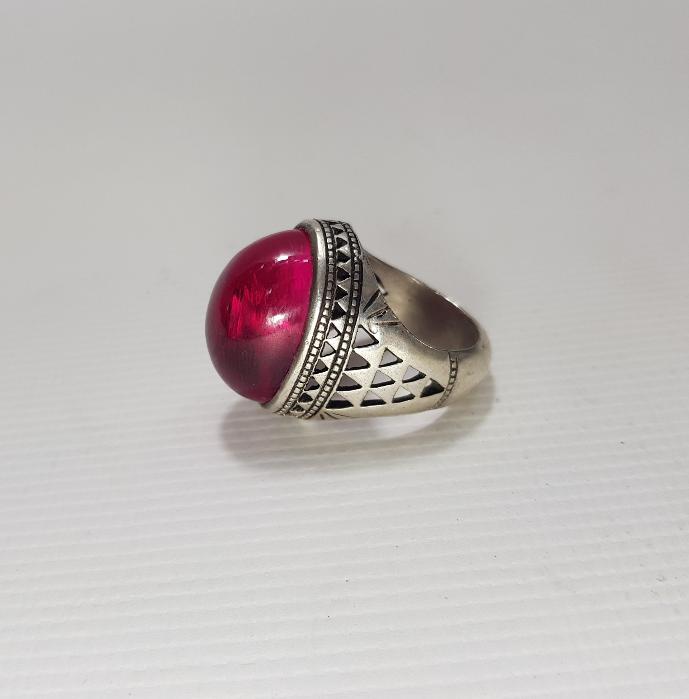 KÖK YAKUT TAŞLI GÜMÜŞ ERKEK YÜZÜĞÜ