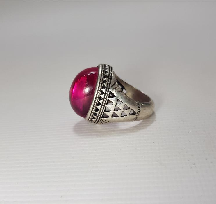 KÖK YAKUT TAŞLI GÜMÜŞ ERKEK YÜZÜĞÜ