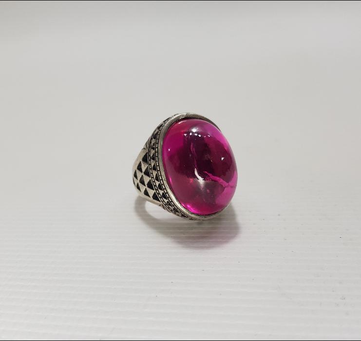 KÖK YAKUT TAŞLI GÜMÜŞ ERKEK YÜZÜĞÜ