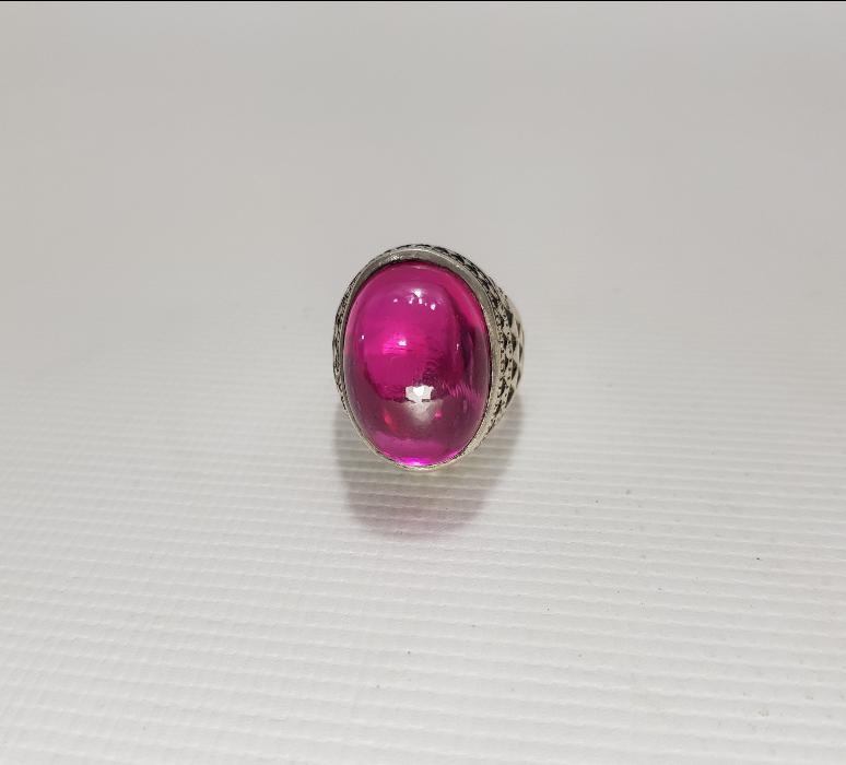 KÖK YAKUT TAŞLI GÜMÜŞ ERKEK YÜZÜĞÜ