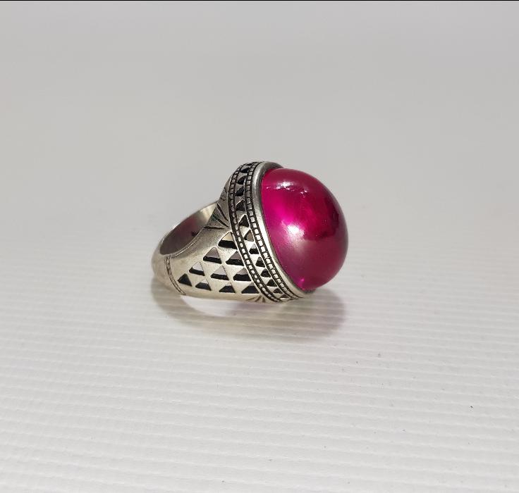 KÖK YAKUT TAŞLI GÜMÜŞ ERKEK YÜZÜĞÜ