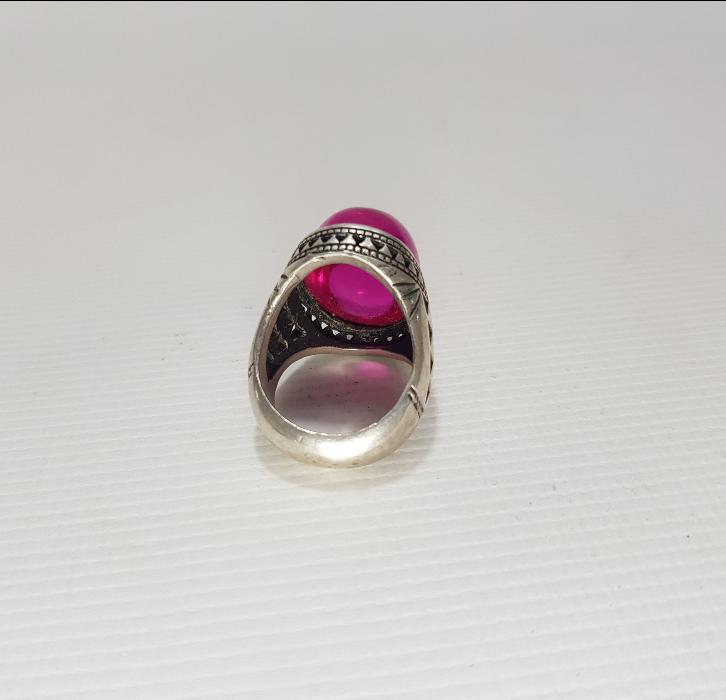 KÖK YAKUT TAŞLI GÜMÜŞ ERKEK YÜZÜĞÜ