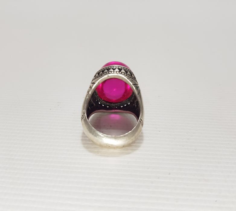 KÖK YAKUT TAŞLI GÜMÜŞ ERKEK YÜZÜĞÜ