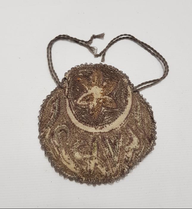 OSMANLI DÖNEMİ AY YILDIZLI VE OSMANLICA YAZILI SUZENİ İŞÇİLİKLİ KESE