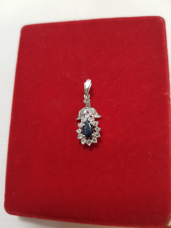 SAFİR TAŞLI PIRLANTA KOLYE UCU