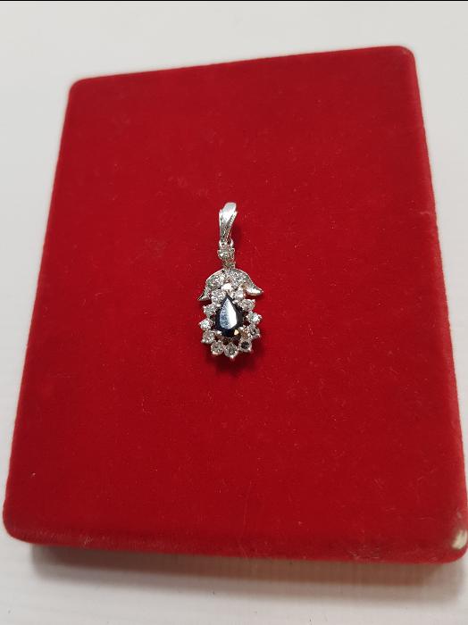 SAFİR TAŞLI PIRLANTA KOLYE UCU