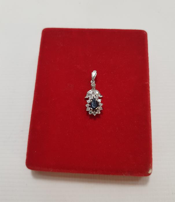 SAFİR TAŞLI PIRLANTA KOLYE UCU