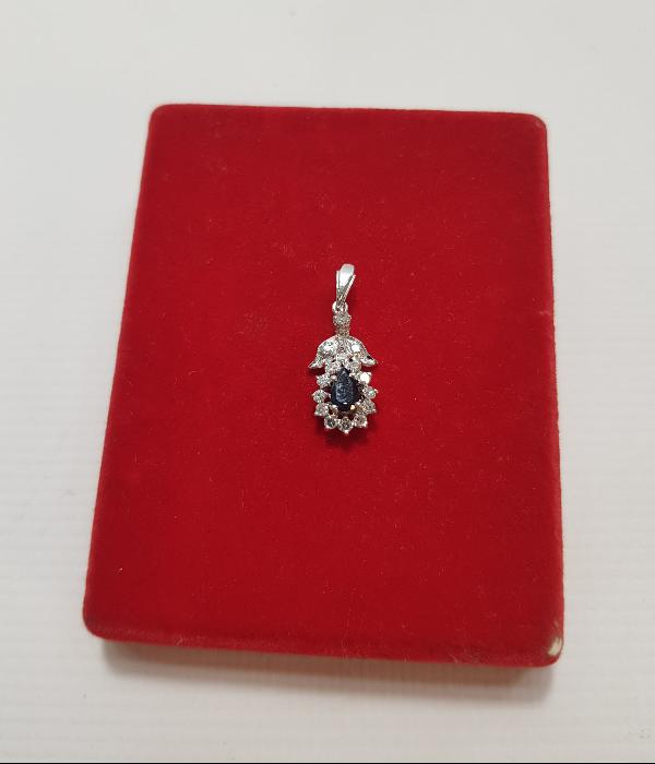 SAFİR TAŞLI PIRLANTA KOLYE UCU