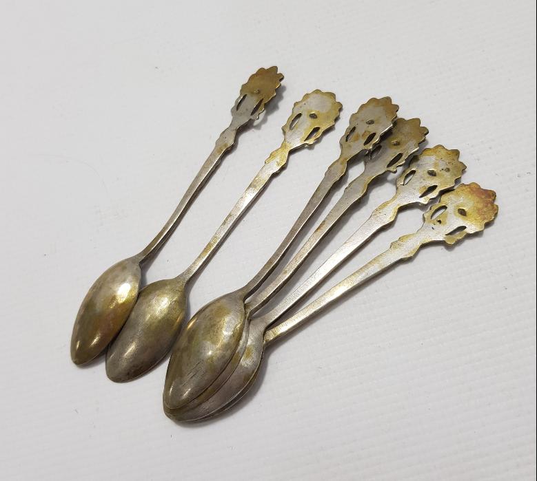 ANTİKA İZMİR LEVANTEN İŞİ GÜMÜŞ ÇEY KAŞIĞI SETİ 