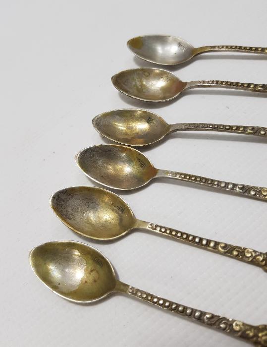 ANTİKA İZMİR LEVANTEN İŞİ GÜMÜŞ ÇEY KAŞIĞI SETİ 