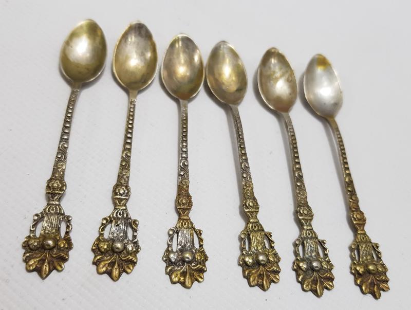 ANTİKA İZMİR LEVANTEN İŞİ GÜMÜŞ ÇEY KAŞIĞI SETİ 