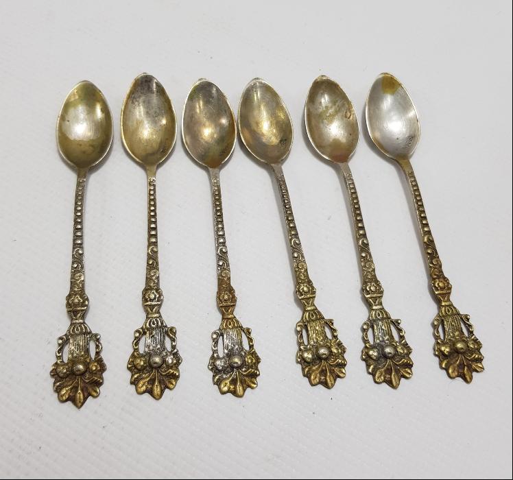 ANTİKA İZMİR LEVANTEN İŞİ GÜMÜŞ ÇEY KAŞIĞI SETİ 