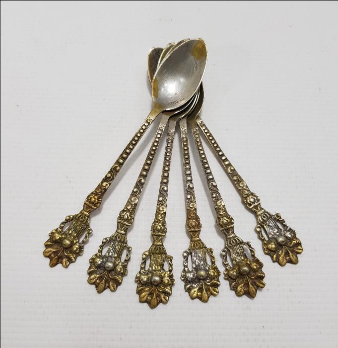 ANTİKA İZMİR LEVANTEN İŞİ GÜMÜŞ ÇEY KAŞIĞI SETİ 