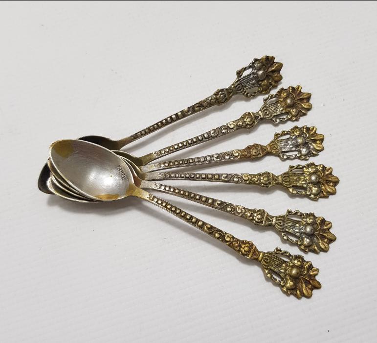 ANTİKA İZMİR LEVANTEN İŞİ GÜMÜŞ ÇEY KAŞIĞI SETİ 