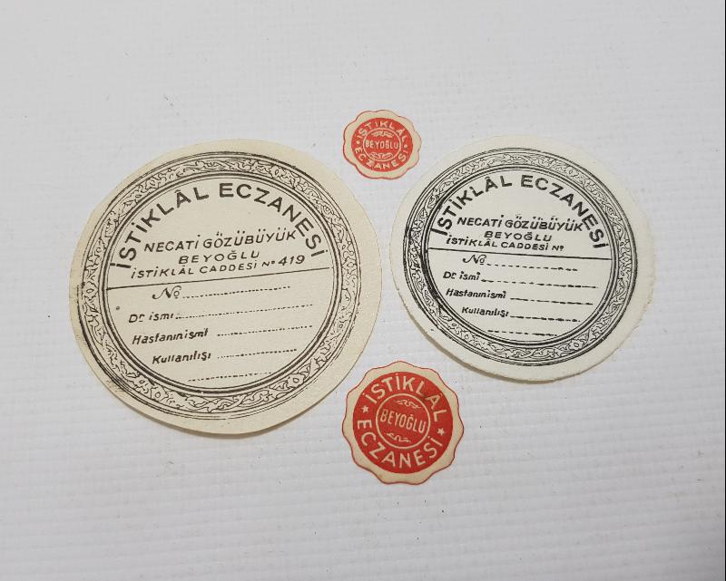 İSTANBUL BEYOĞLU İSTİKLAL ECZANESİ VİNYET VE İLAÇ ETİKETİ LOTU