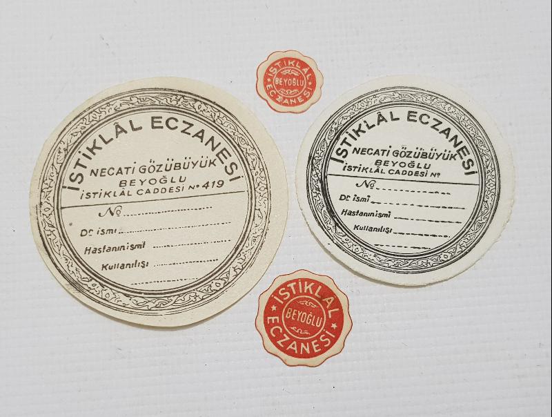 İSTANBUL BEYOĞLU İSTİKLAL ECZANESİ VİNYET VE İLAÇ ETİKETİ LOTU