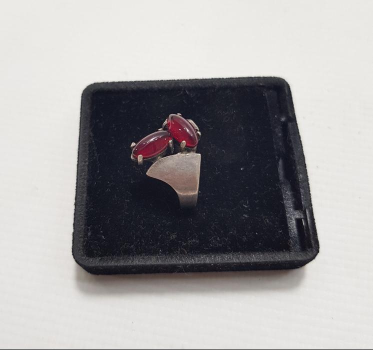 LAL TAŞLI GÜMÜŞ YÜZÜK 