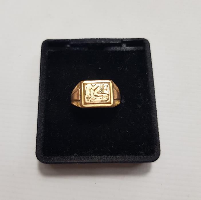 MS İNİSİYALLİ ALTIN KAPLAMA ERKEK YÜZÜĞÜ