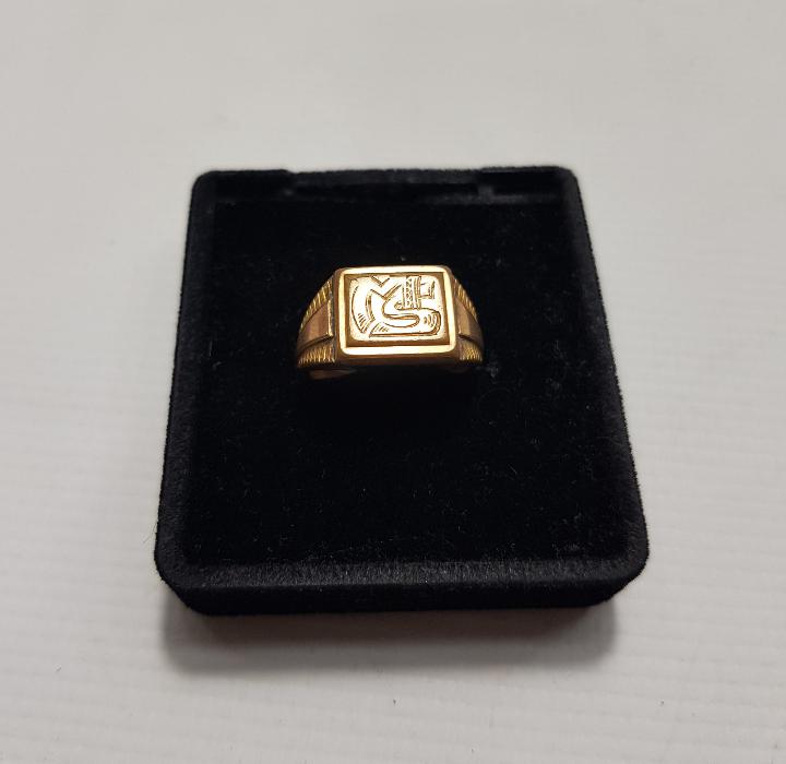 MS İNİSİYALLİ ALTIN KAPLAMA ERKEK YÜZÜĞÜ