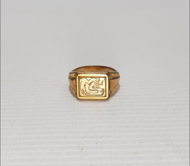 MS İNİSİYALLİ ALTIN KAPLAMA ERKEK YÜZÜĞÜ