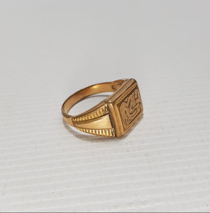 MS İNİSİYALLİ ALTIN KAPLAMA ERKEK YÜZÜĞÜ