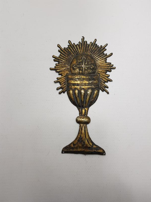 OSMANLI DÖNEMİ RUM İŞİ GÜMÜŞ KUTSAL SUNAK VAZOSU RÖLYEFİ